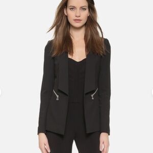 VERONICA BEARD Textured Tailored Exposed Zippers, Black Jacket sz 10